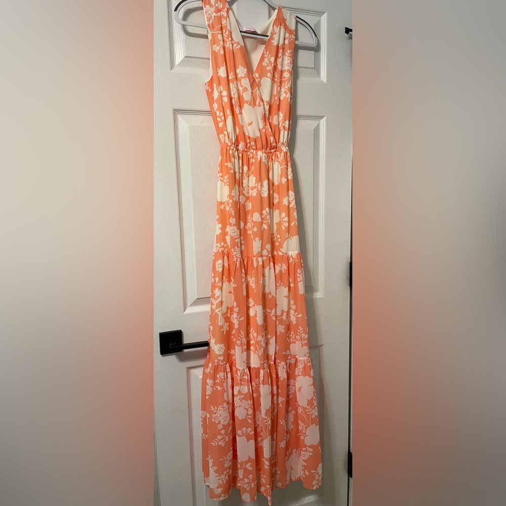 Pink Lily Cream and Orange Dress